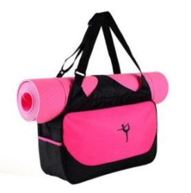 Fitness Pack Yoga backpack pillow waterproof Yoga pillow bag (Option: Rose red)