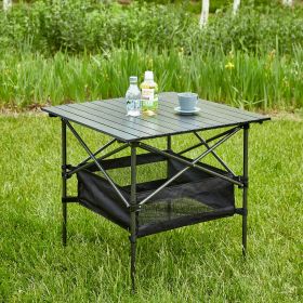 1-piece Folding Outdoor Table with Carrying Bag,Lightweight Aluminum Roll-up Square Table for indoor, Outdoor Camping, Picnics, Beach,Backyard, B (Color: as Pic)