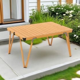 Folding Camping Table Picnic Table with Storage Bag and Waterproof Desktop (Color: Brown)